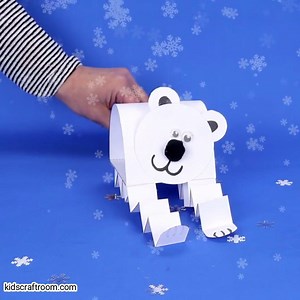 How cute are these Polar Bear Puppets! Print the pattern, cut, stick and play! Comes in 2 sizes so you can make a polar bear family! https://kidscraftroom.com/polar-bear-puppet-craft/ | Kids Craft Room