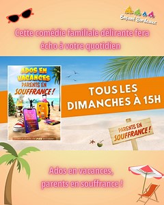 🎭 ✨ Ados en vacances, parents en souffrance est la pièce de théâtre hilarante à ne pas louper ce dimanche 26 janvier à 15h au Théâtre des Chartrons. 🎬 Après le succès retentissant de “Ados sur TikTok, parents qui déblok”, la nouvelle pièce de Franck Duarte, Pierre Léandri, et Jérôme Paquatte est enfin là pour vous faire rire en famille. Quand les vacances tournent au cauchemar (sans wifi). 😱😂 Zoé et Léo, deux ados accros à leur portable, voient leurs pires craintes se réaliser : un mois sans