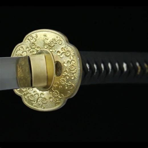 Handcrafted Samurai Style Sword - Gold Accents, White Scabbard & Engraved Guard