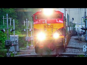 KCS Train Coming At You! CSXT Engine 7000 Leads Big Fast Train! GP38-2 Long Hood forward At 60 MPH!