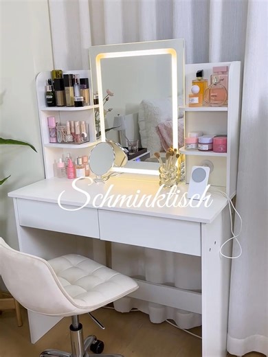 Es passt so viel hinein!✨🎀💓#fyppppppppppppppppppppppp #makeover #de #organization #woltu #aesthetic #woltufurniture #dressingtable #schminktisch #vanity #fyp