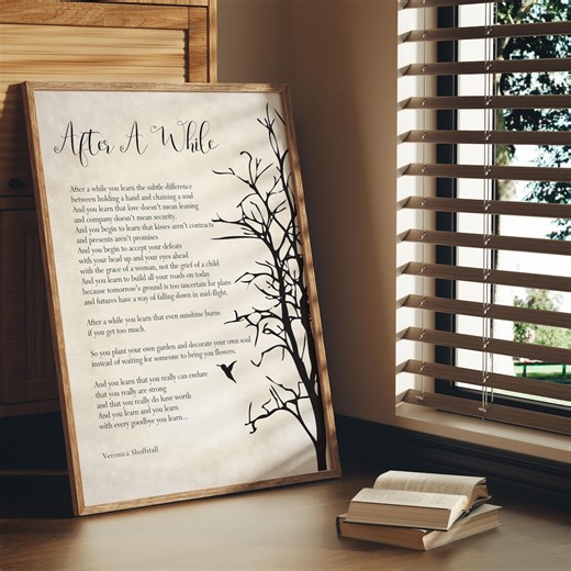 Framed After A While Poem Print Tree Art Veronica Shoffstall Inspirational Wall Decor for Healing and Self Growth F34 - Etsy