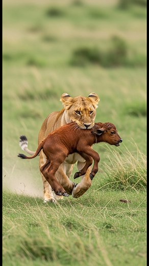 Elephant Saves Buffalo Calf from Lioness Attack 😱🐘🐃 #elephant #wildlife #shorts