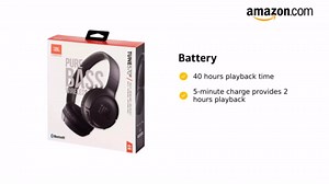 JBL Tune 570BT On-Ear Wireless Bluetooth Headphones with Pure Bass Stereo Sound, Includes Cleaning Cloth - Black(JBLT570BTBLKAM-CC)
