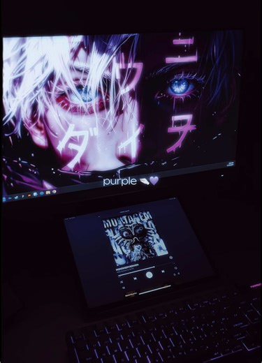 purple mini setup #setup #gaming #desksetup #fyp