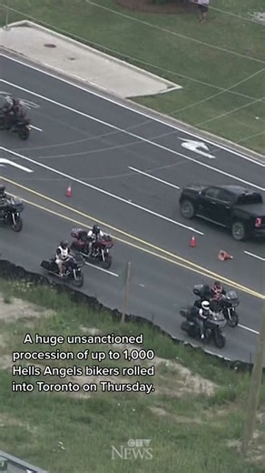 Unsanctioned Procession of Hells Angels Bikers in Toronto