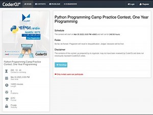 How to submit solutions in CoderOJ, Practice Contest, Python Programming Camp, One Year Programming,