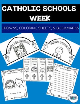 Catholic Schools Week Crowns, Coloring Pages, Writing Pages, & Bookmarks #CSW26