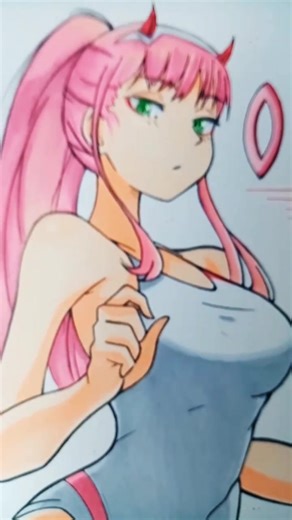 😳First time drawing Zero Two #anime #drawing #tiktokart #fyp