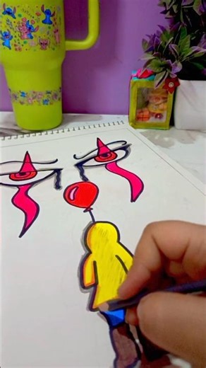 IT movie penny wise Easy drawing #itmovie #horrorart #shortviral #pennywise #drawingtutorial