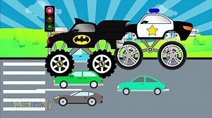 Police Truck Vs Batman - Monster Trucks For Kids - Mega Kids Tv