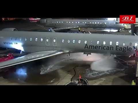 Jet Fuel Chaos at Dallas Airport | AA Fueler Loses Control in Rainstorm