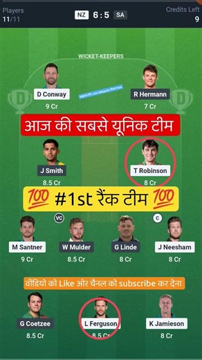NZ VS SA T20 Dream11 Prediction | NZ VS SA Dream11 Team Of Today Match | NZ VS SA dream11 | #dream11