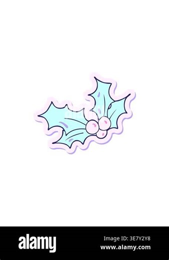 radioactive glowing animation of sticker of a cartoon christmas holly Stock Video Footage - Alamy