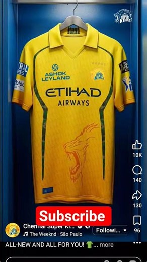 CSK's 2026 new jursey officially announced @chennaiipl