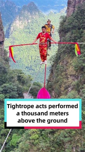 From walking and motorcycling to flipping mid-air, every move happens on a tightrope suspended a thousand meters above the ground! Would you like to watch it live and feel the heart-pounding thrill? #ChinaHeartbeats | Discover China