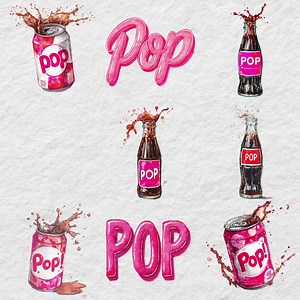 Ready to Pop Clipart, Vintage Soda Bottle Pngs, Cola Can Art, Retro Pop Typography, Neutral Baby Shower Graphics, Soda Splash Image - Etsy