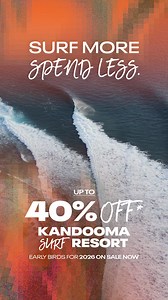 Our most-loved resort, Kandooma, is now up to 40% off. Wake to turquoise waters, surf perfect on-demand waves, and spend your days chasing island adventures - with a free dive on us. Perfect for couples, honeymooners, or families looking for the ultimate Maldives escape. Book now and make it yours. | Perfect Wave