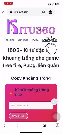 Kí Tự Đặc Biệt Khoảng Trống 2025 — Tạo Tên Trống FF/TikTok Copy 1 Chạm | Kitu360.com