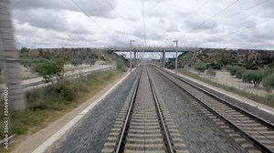 View of the last car of the train. high-speed train