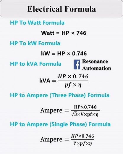 Electrical Basic Formula Watt, KW, KVA, Single phase, Three Phase #CircuitDiagram #electrician