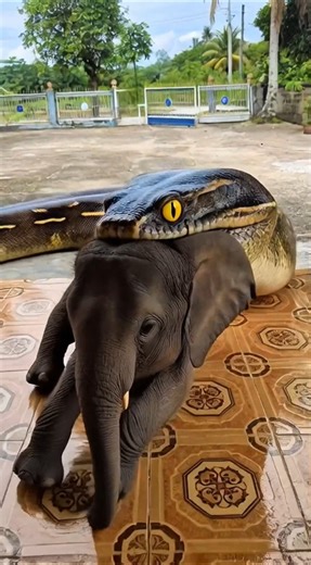 u a large python carrying an elephant