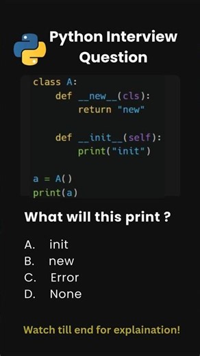 Day 44 | Python Interview Questions | new Can Skip init ? 🔥 #python #shorts #coding #pythonshorts