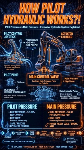 How PILOT HYDRAULIC SYSTEM works?! Small pressure controls BIG power! ⚙️🔥