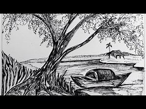 Pen and ink drawing | Easy landscape pen and ink
