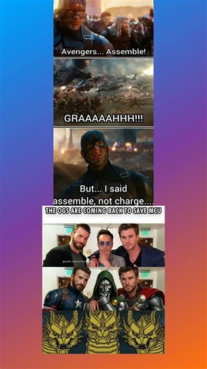 Captain Avengers Assemble But not Charge hold. 😂 cap, Dr Doom, thor big three #shorts #marvel #mcu