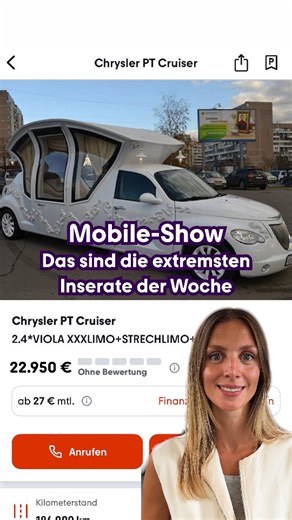 Willkommen zur mobile.de-Schau der Woche, in der wir die extremsten Autos aus dem Sortiment vorstellen. Vom günstigsten Modell über den absoluten Luxuswagen bis hin zum skurrilsten Fahrzeug ist alles dabei. Genau diese Vielfalt macht den Autokauf so spannend, denn jeder findet hier seinen eigenen Favoriten. Schreib uns in die Kommentare, welches dieser Autos du am liebsten selbst fahren würdest. Teile den Reel mit einem Freund, der immer auf der Suche nach besonderen Autos ist. P.S.: Frag einfac