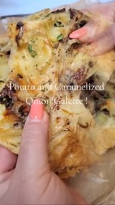 Flaky potato and caramelized onion galette with buttery layers