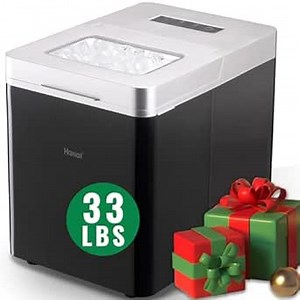 WANAI Ice Maker Countertop 9 Pcs Bullet ice in 8 Mins, 33LBS in 24Hrs Portable Ice Machine with Auto Self-Cleaning, Ice Scoop & Basket, Two Size for Home Office Kitchen Bar