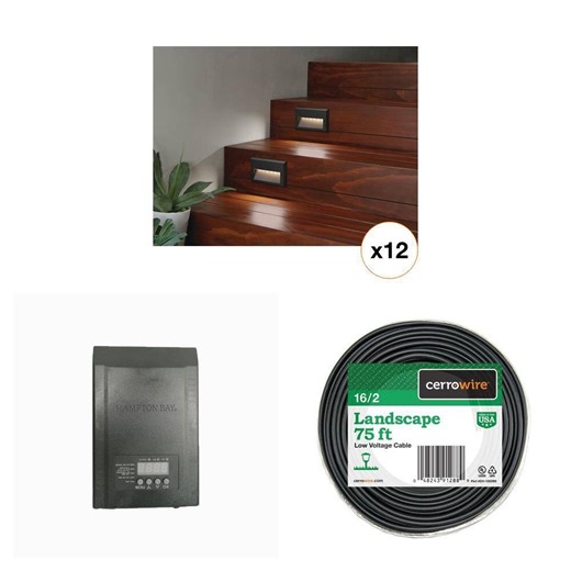 200-Watt Low-Voltage Landscape Transformer, 75 ft. 16/2 Wire and LED Deck Light Combo - The Home Depot