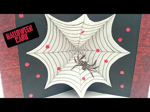 Spooky Spider Web Popup card for Halloween - DIY | Scrapbook | Tutorial by Paper Folds - 806