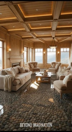 Rustic Luxury Living Room with Epoxy Stone Floor 🌿Pinterest Inspired #roomtransformation#epoxyfloor