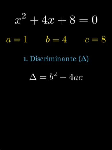 resolución de una ecuación cuadrática con soluciones imaginarias utilizando fórmula general con su respectiva gráfica. #funcioncuadratica #ecuacioncuadratica #matematicas