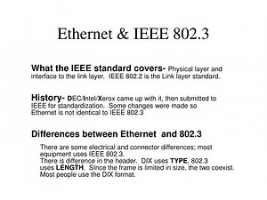 Ethernet &amp; IEEE 802.3 - SlideServe