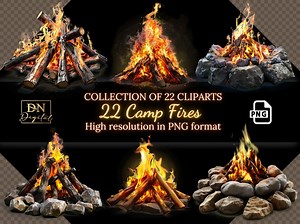 22 Camp Fire Clipart Collection • Vibrant Fire Flames for Intense and Fiery Designs • PNG Clip Art • Digital Overlays - Etsy