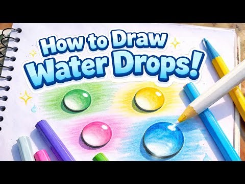 How to draw water drop with color pencil | water drop sketch tutorial