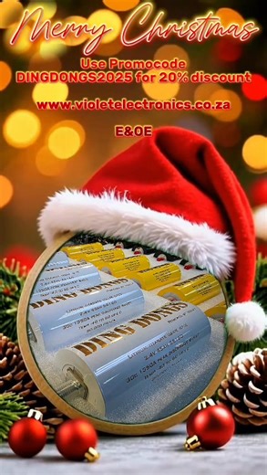 Ding Dongs 20% off Festive Savings Deal! Use Promocode DINGDONGS2025 for a once in a lifetime offer 20% discount across all products until 31 Dec 2025 on our website, whilst stocks last. www.violetelectronics.co.za E&OE #DingDongs #LTO #Battery #lithium #violetelectronics | Violet Electronics