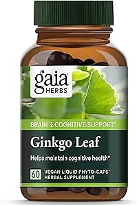 Gaia Herbs Ginkgo Leaf - Traditionally Used to Support Healthy Circulation & Brain Function* - Herbal Supplement - 60 Vegan Liquid Phyto-Caps (30 Servings)