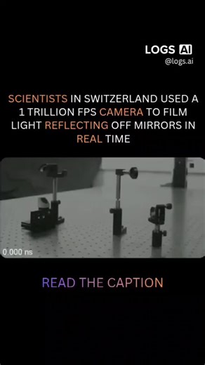 WHEN AI MOVES WE LOG IT on Instagram: "Scientists have achieved something extraordinary: capturing light reflecting off a mirror at one trillion frames per second. Using an ultra-high-speed camera capable of recording at 1 trillion FPS, researchers at were able to film light in motion as it strikes and reflects from a mirror—something once thought impossible to observe directly. Light normally moves far too fast for the human eye, but at this speed, the camera slows it down enough to reveal refl