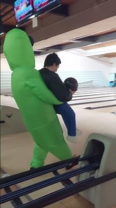 Alien Carries Me In Bowling #bowling #holloween