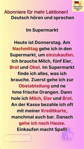 Listening exercise #51 natural speech only #germanlessons #german #deutsch #imsupermarkt