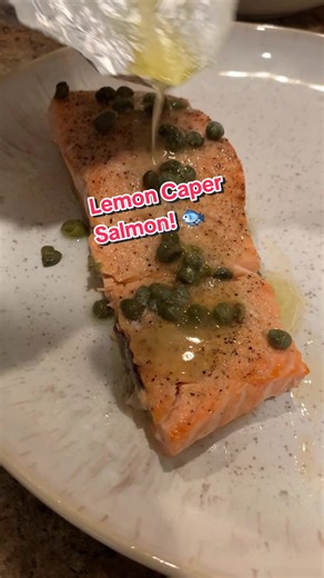 Lemon Caper Salmon! Quick & Easy! 1. Portion salmon, pat dry, and season with salt, peppper, & garlic 2. Create foil “boats” for salmon 3. Add 1/2 tbsp butter, 1-1.5 Tbsp capers, and 1/2 juice of a lemon to each boat 4. Bake at 400°F for 15-20 minutes 5. Plate and top with sauce from foil boat 6. Serve and enjoy! #recipe #cooking #easyrecipe #salmon #butter #foryou