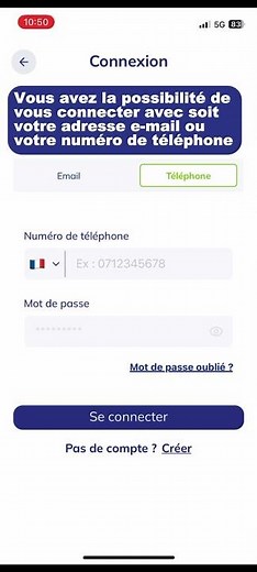 Comment se connecter à son compte client dans l'application.