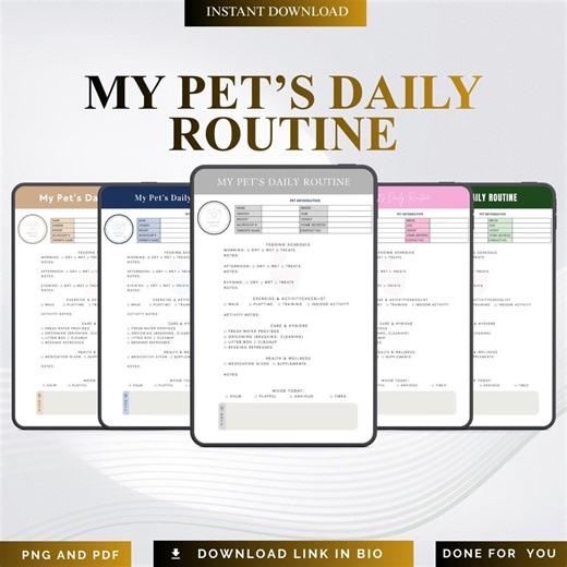 My Pet’s Daily Routine Printable PDF PNG | Dog & Cat Daily Schedule | Pet Care Routine Planner - Instant Download - Etsy