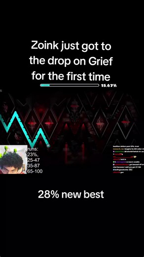 Zoink first drop on Grief 28% new best | Geometry Dash