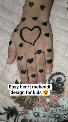 Easy Heart Mehndi Design for Kids | Simple & Cute Mehndi Ideas for Beginners #Shorts#viral#trending